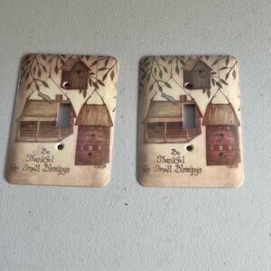 Vintage Light Switch Toggle Cover Plates L. Spivey Birdhouse Be Thankful